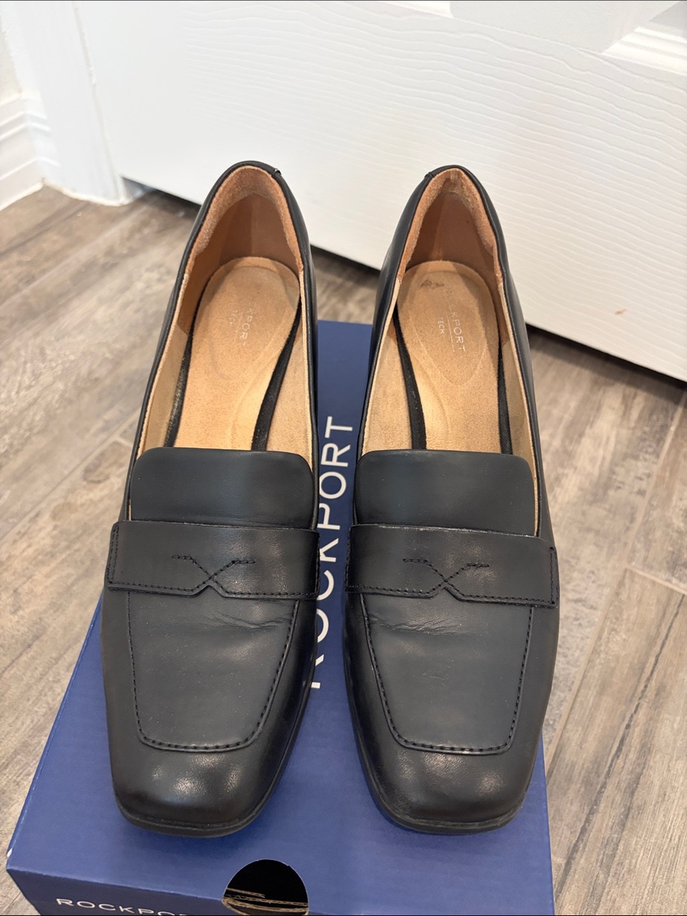 Rockport Violetta Black Leather Block Heel Penny Loafers - Picture 6 of 7